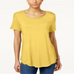JM Collection Women's Shirttail Hem Top Yellow Size Petite L