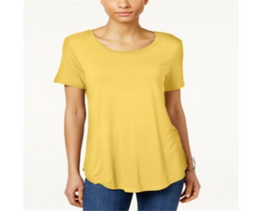 JM Collection Women's Shirttail Hem Top Yellow Size Petite L