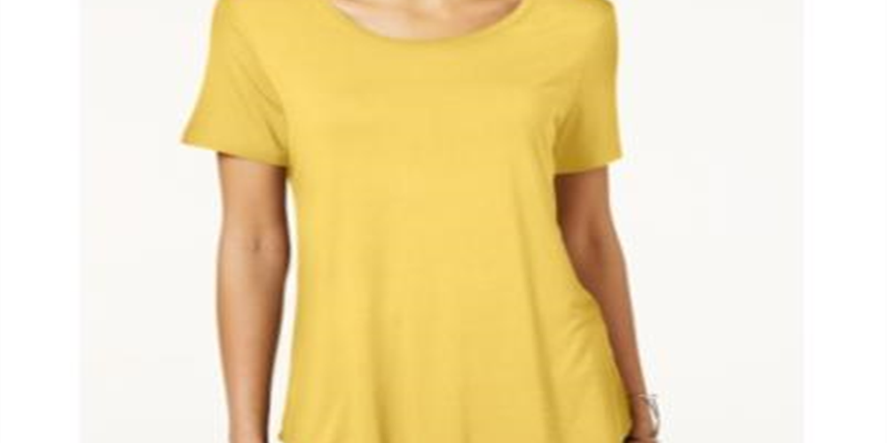 JM Collection Women's Shirttail Hem Top Yellow Size Petite L