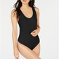 Bar III Women's Scoop Neck Sleeveless Bodysuit Top Black Size Small