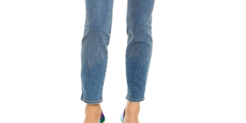 INC International Concepts Women's Embellished-Front Skinny Jeans Blue Size 0 Petite