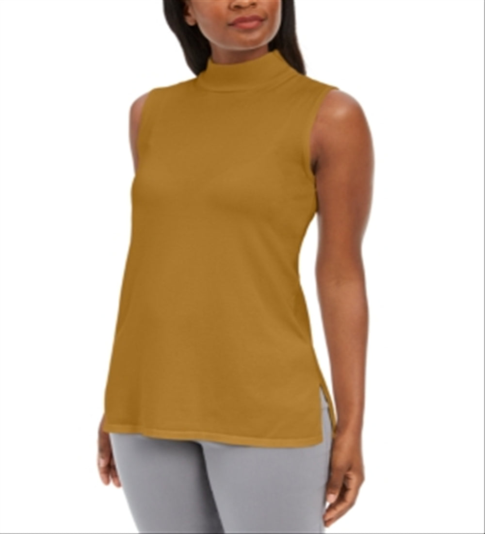 JM Collection Women's Sleeveless Mock-Turtleneck Sweater Yellow Size Medium