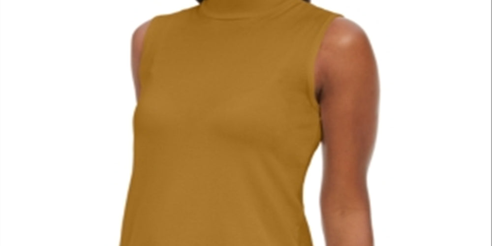 JM Collection Women's Sleeveless Mock-Turtleneck Sweater Yellow Size Medium
