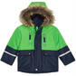 S Rothschild & Co Baby Boy's Hooded Colorblocked with Faux-Fur Trim Jacket Blue Size 18MOS
