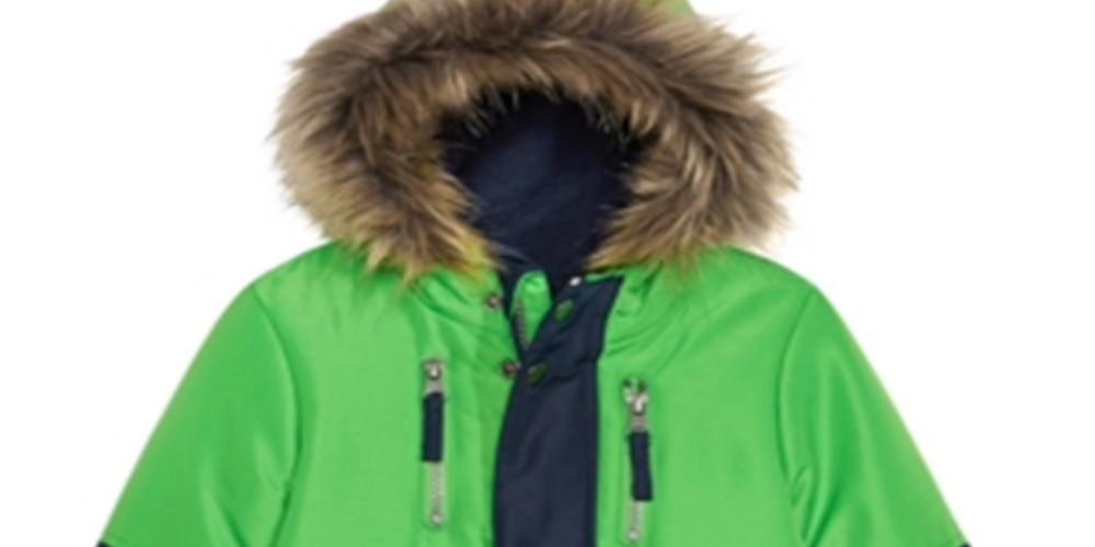 S Rothschild & Co Baby Boy's Hooded Colorblocked with Faux-Fur Trim Jacket Blue Size 18MOS