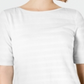 Charter Club Women's Cotton Texture-Striped Elbow-Sleeve Top White Size Large