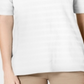 Charter Club Women's Cotton Texture-Striped Elbow-Sleeve Top White Size Large