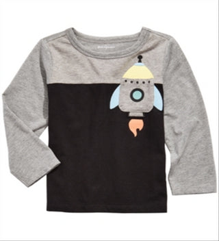 First Impressions Infant Boy's Rocket Print Pocket T-shirt-3-6 Months Black Size 3-6MOS