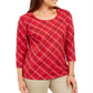 Karen Scott Women's Petite Plaid Top Red Size Petite L