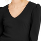 INC International Concepts Petite Puff-Shoulder Ribbed Top Black Size Petite L