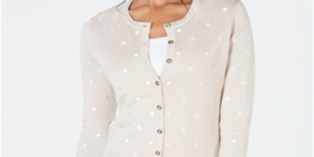 Charter Club Women's Printed Button-Down Cardigan Brown Size X-Large