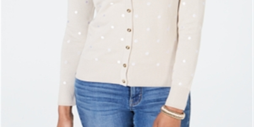 Charter Club Women's Printed Button-Down Cardigan Brown Size X-Large