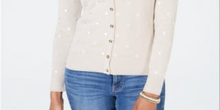 Charter Club Women's Printed Button-Down Cardigan Brown Size X-Large