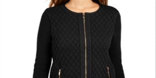 Charter Club Women's Quilted Sweater Jacket Black Size X-Large