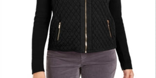 Charter Club Women's Quilted Sweater Jacket Black Size X-Large