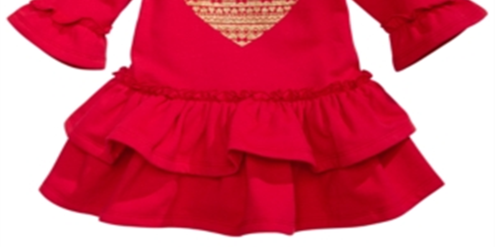 First Impressions Baby Girl's Sparkle Heart Ruffled Terry Dress Red Size 18MOS