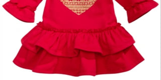 First Impressions Baby Girl's Sparkle Heart Ruffled Terry Dress Red Size 18MOS