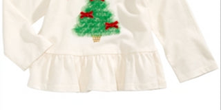First Impressions Baby Girl's Tulle Tree-Print Peplum T-Shirt White Size 6-9MOS