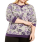 Karen Scott Women's PlusPrinted Fleece Crewneck Top -Purple Size 0X