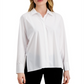 Alfani Women's Collared Long Sleeve Button-Down Top White Size XX-Large
