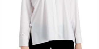 Alfani Women's Collared Long Sleeve Button-Down Top White Size XX-Large