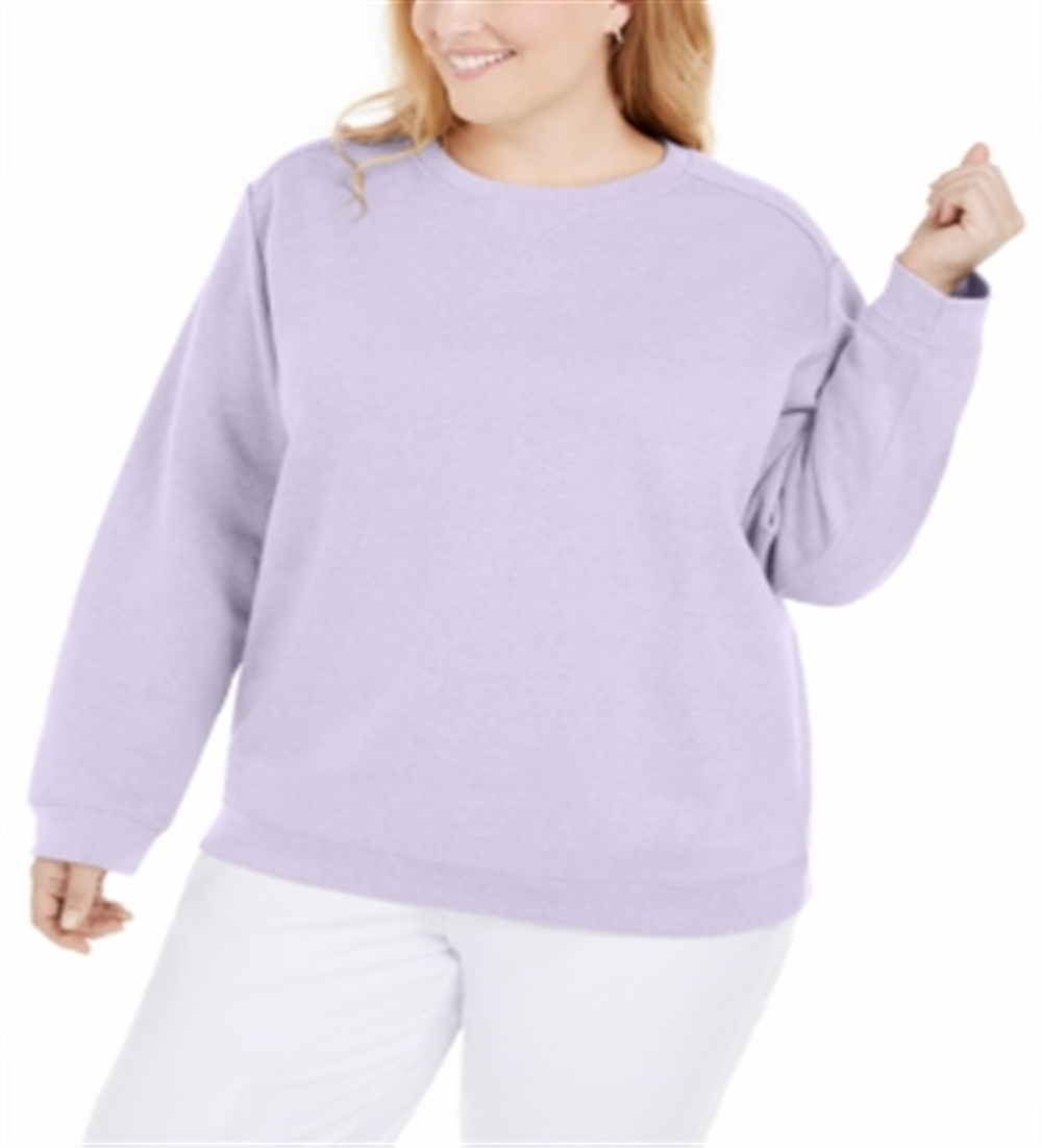 Karen Scott Women's Crewneck Fleece Sweatshirt Purple Size 0X