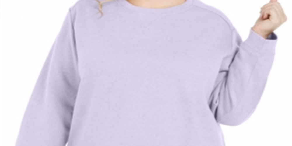 Karen Scott Women's Crewneck Fleece Sweatshirt Purple Size 0X