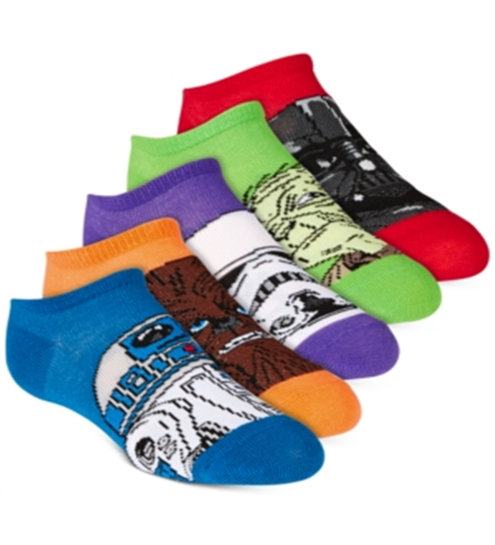 Star Wars Little & Big Boy's 5 Pk No Show Socks Multi Color Size 9-11