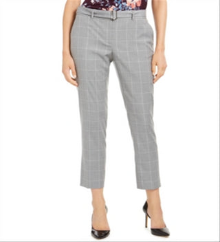 Calvin Klein Women's Windowpane Skinny Pant Tin Multi Rack Clothing Casual Gray Size 0
