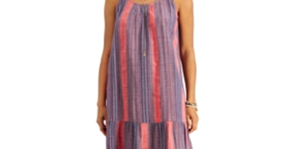 Style & Co Women's Striped Midi Dress Sunset Streaks Size Small