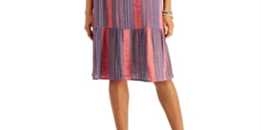 Style & Co Women's Striped Midi Dress Sunset Streaks Size Small