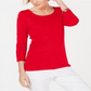 Karen Scott Women's Cotton 3/4-Sleeve Top Red Size Small