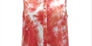 Alfani Women's Coral Acid Wash Sleeveless Blouse Top Sublime Dye Size X-Large