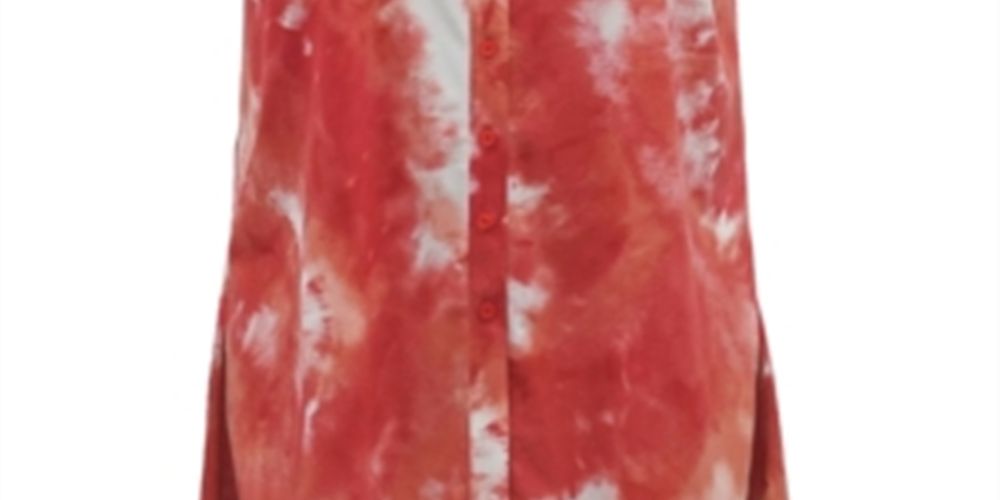 Alfani Women's Coral Acid Wash Sleeveless Blouse Top Sublime Dye Size X-Large