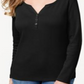 Karen Scott Women's Cotton Henley Top Black Size Small