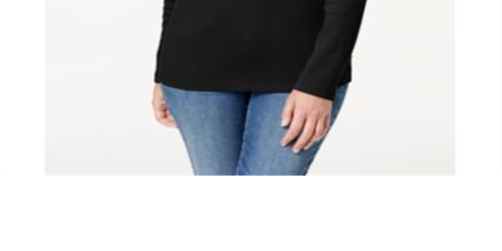 Karen Scott Women's Cotton Henley Top Black Size Small