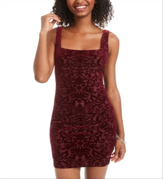 JUMP Women's Embroidered Sleeveless Square Neck Mini Sheath Cocktail Dress Red Size XX-Large