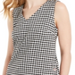 Charter Club Women's Gingham Print Button Top Black Size PXL