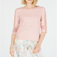 Charter Club Women's Crochet Sleeve Top Pink Size Petite L