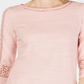 Charter Club Women's Crochet Sleeve Top Pink Size Petite L