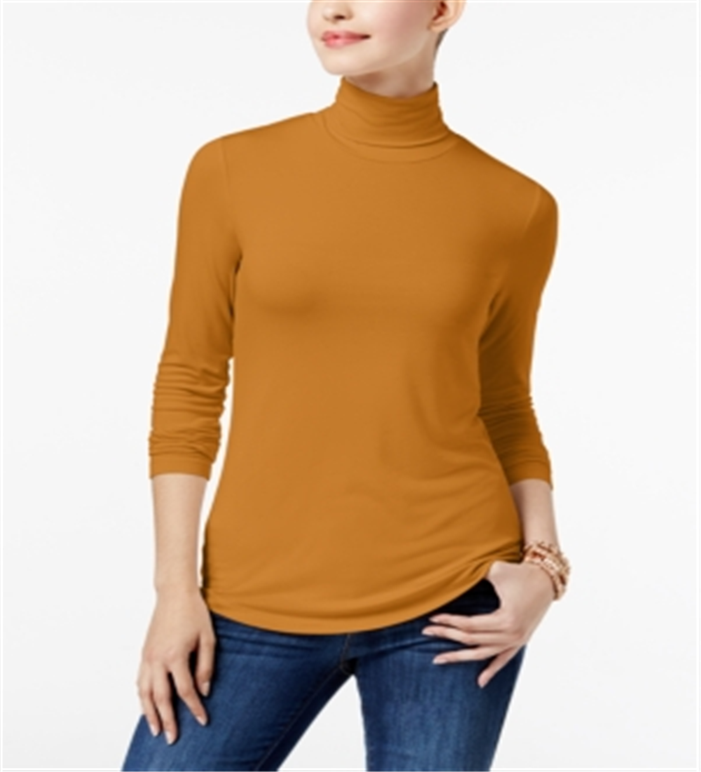 Maison Jules Women's Turtleneck Top Yellow Size Medium