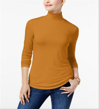 Maison Jules Women's Turtleneck Top Yellow Size Medium