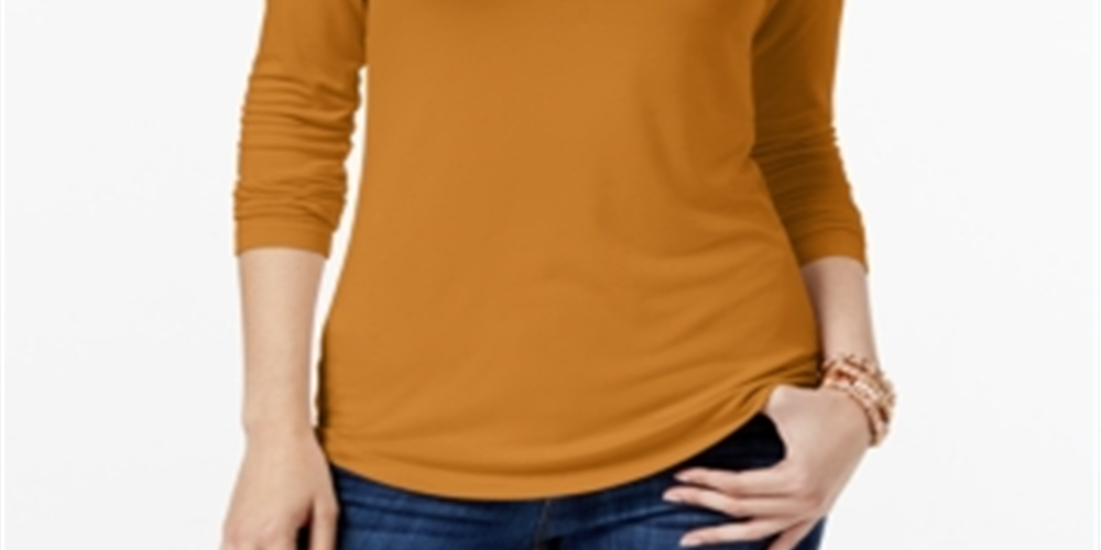 Maison Jules Women's Turtleneck Top Yellow Size Medium