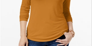 Maison Jules Women's Turtleneck Top Yellow Size Medium