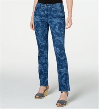 Charter Club Women's Printed Jeans Blue Size 12 Petite