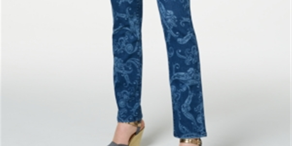 Charter Club Women's Printed Jeans Blue Size 12 Petite