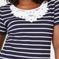 Karen Scott Women's Crochet Lace Striped Cotton Top Blue Size Medium