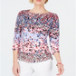 Charter Club Women's Pima Cotton Floral Top Pink Size PS