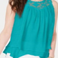 Style & Co Women's Lace Trim Swing Top Green Size -S