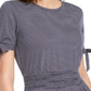 Maison Jules Women's Peplum Tie Sleeve Top Blue Size Large